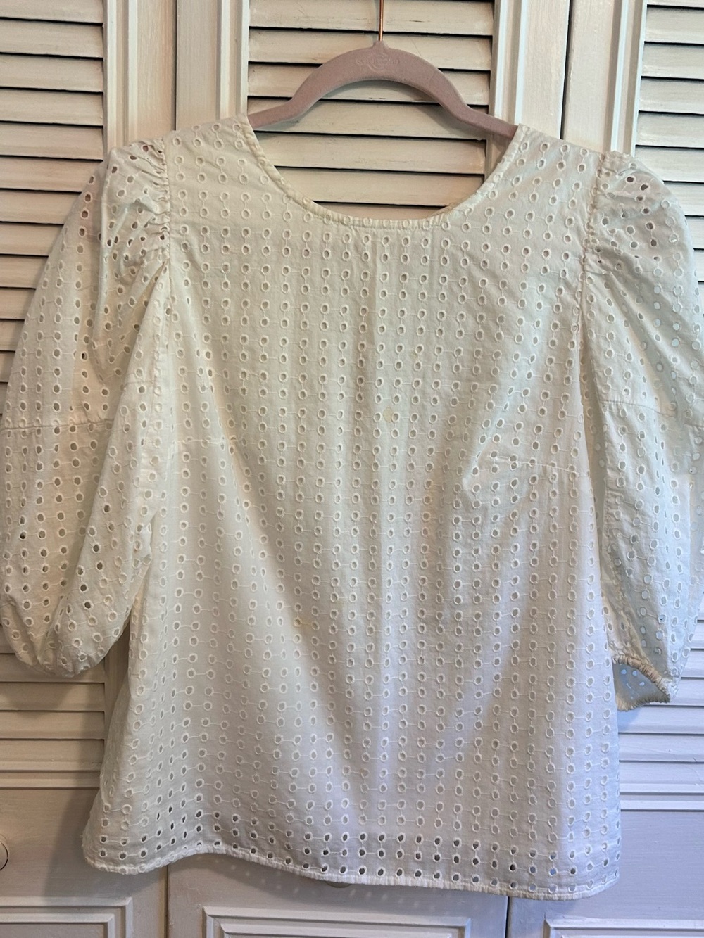 a new day White Eyelet Puff-Sleeve Blouse